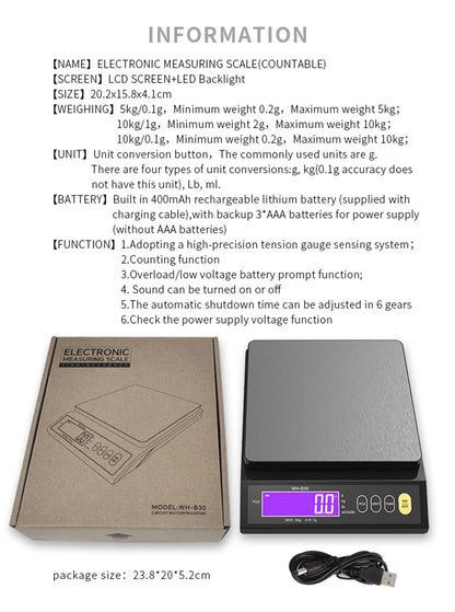 Digital Kitchen Scale with Waterproof Design and LCD Display - Smarsty