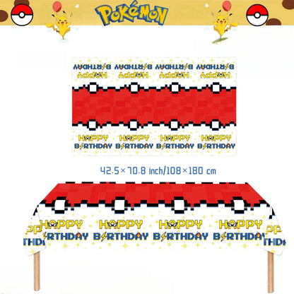 Pokemon Tablecloth Birthday Party Decoration Pikachu Disposable Table Cloth Table Cover Baby Shower Kids Toy Gift Party Supplies by Smarsty