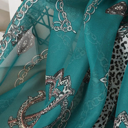 Women Print Chiffon Scarf Lightweight Sunscreen Shawl Wrap - Smarsty