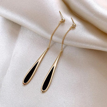 Geometric Gold Drop Earrings for Women with Long Tassels - Smarsty