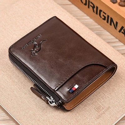 Mens Wallet Leather Business Card Holder Zipper Purse Luxury Wallets for Men RFID Protection Purses Carteira Masculina Luxury - Smarsty