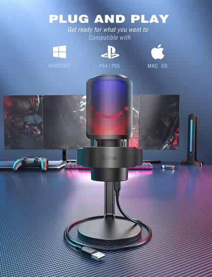 FIFINE USB Microphone with RGB Modes for Streaming - Smarsty