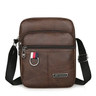 Mens PU Leather Shoulder Bag Large Capacity Crossbody - Smarsty