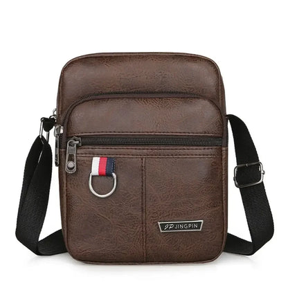 Mens PU Leather Shoulder Bag Large Capacity Crossbody - Smarsty