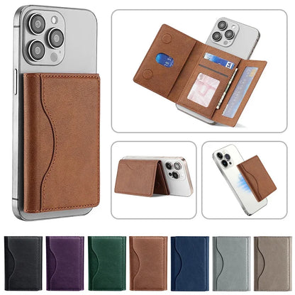 Men Magsafe Card Holder Unisex PU Leather Magnetic Cardholder Card Bag Wallet for Apple for IPhone 16 15 14 13 12 Pro Max Mini