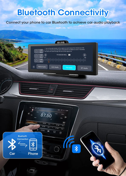 4K Dash Cam With Dual Lens GPS Navigation Wireless CarPlay - Smarsty