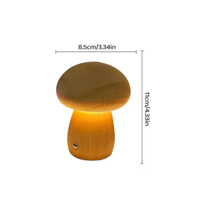 Wooden Mushroom Night Light with Stepless Dimming - Smarsty