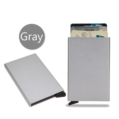 Rfid Smart Wallet Card Holder Metal Thin Slim Men Women Wallets Pop Up Minimalist Wallet Small Black Purse Vallet Walets for Men - Smarsty
