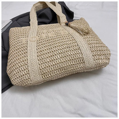 French Style Large Capacity Woven Straw Tote Bag For Women - Smarsty