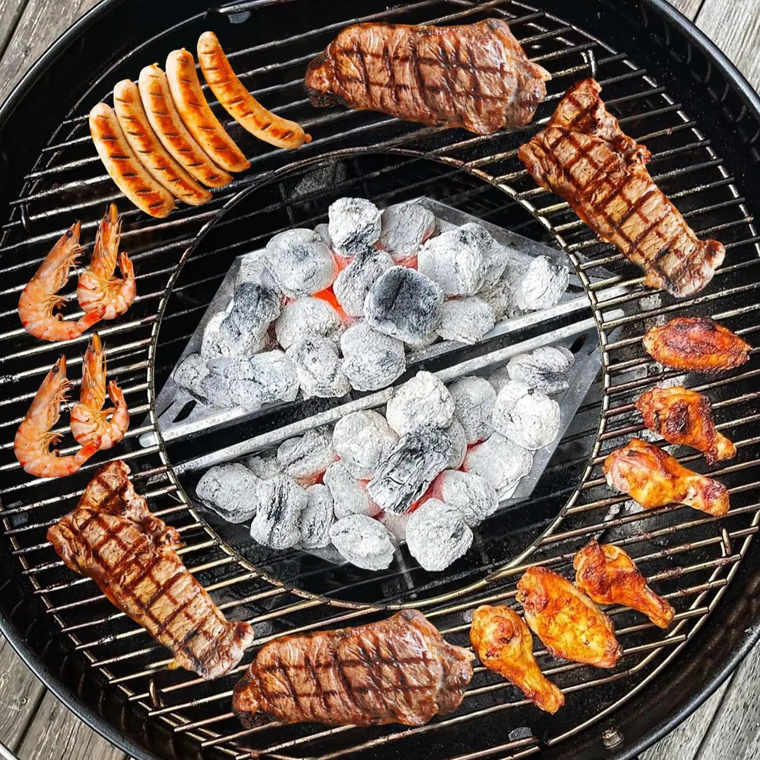 2Pcs Charcoal Grill Basket Holders Non-Stick Accessories - Smarsty