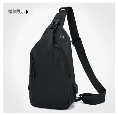Mens Nylon Chest Bag With USB Charging Compact Crossbody - Smarsty