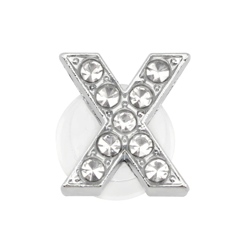 1PC Shoe Charms Glitter Rhinestone Letter Crystal Alphabet Shoes Charm Decorations Jewelry Slider Bracelet Wristbands Accessorie