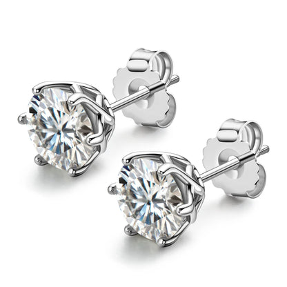 Moissanite Studs 0.5 To 2Ct Sterling Silver Screw Back - Smarsty