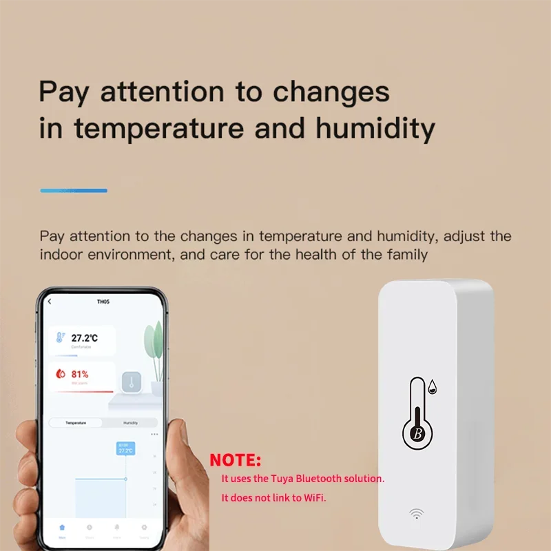 Tuya Smart Temperature and Humidity Sensor with Bluetooth Control - Smarsty