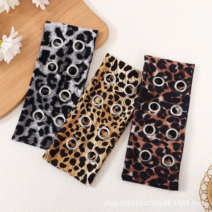Punk Grunge Wide Elastic Headband Stretchy Metal Look - Smarsty