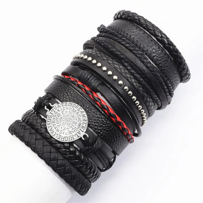 Handmade Black Leather Wrap Bracelets Set for Men and Women - Smarsty