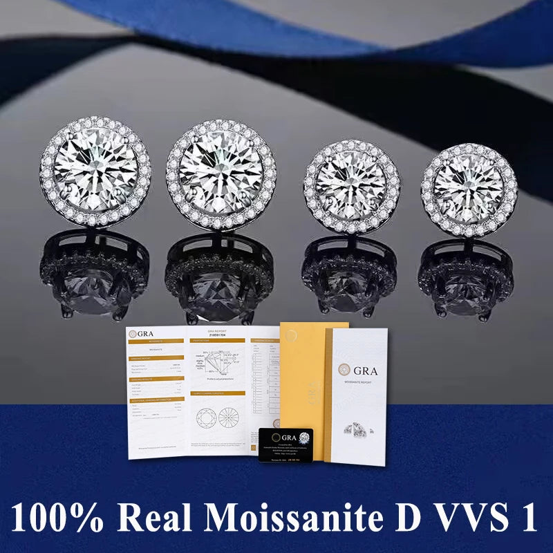 D VVS1 Moissanite Stud Earrings S925 Platinum Plating - Smarsty