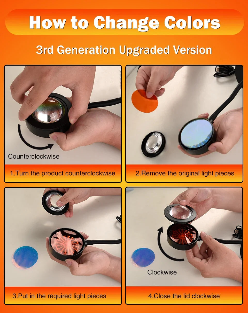 USB Sunset Light Projector for Stunning Bedroom Decor - Smarsty