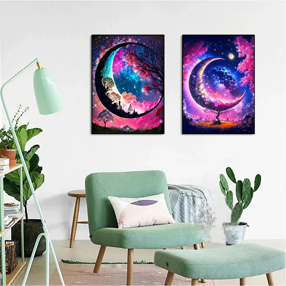 5D DIY Diamond Painting Moon Tree Landscape Home Decor - Smarsty