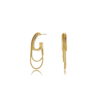 Metal Geometric Tassel Earrings for Women's Wedding Accessories - Smarsty