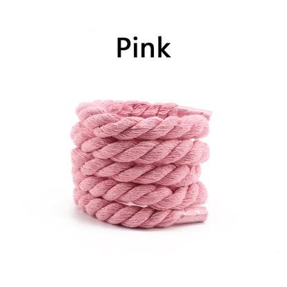 Quality Round Shoelaces Colorful 1CM Thicker Cotton Shoelace Running Sneakers Laces 1Pair 100/120/140CM Boots Shoe laces Shoes