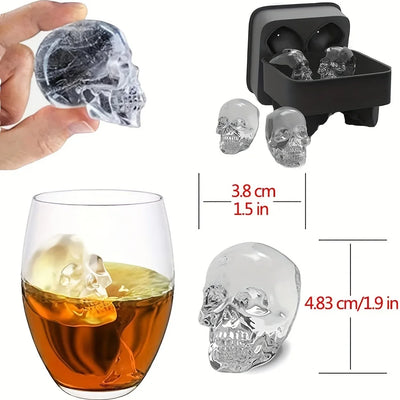 Skull Ice Ball Mold Silicone 3D Flexible Ice Cube Trays BPA Free Ice Trays For Freezer Horror Skull Head Cocktail Ice Ball Maker - Smarsty