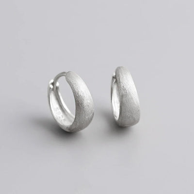 925 Sterling Silver Wide Gothic Huggies Hoop Earrings - Smarsty