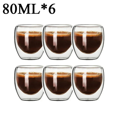 Double Wall Borosilicate Glass Mugs Set Heat Resistant - Smarsty
