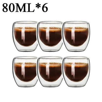Double Wall Borosilicate Glass Mugs Set Heat Resistant - Smarsty