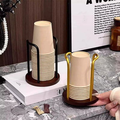 Disposable Cup Storage Holder Rack Shelf Water Tea Cups Wood Dispenser with Longer Stick Mug Display Stand Organizer Supplies by Smarsty