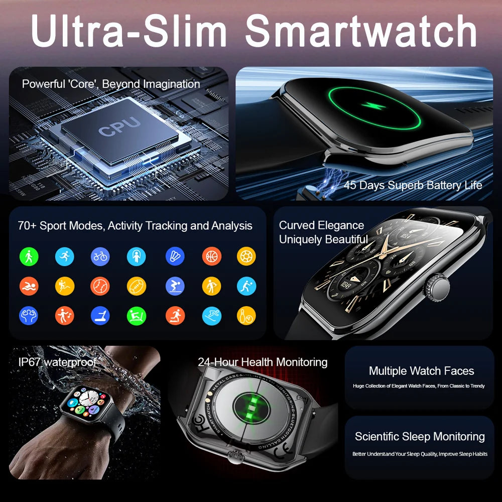 Ultra Thin Smart Watch for Men with AMOLED Screen - Smarsty