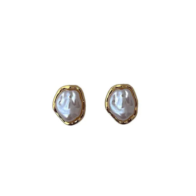 Geometric Pearl Earrings For Women Minimalist Style - Smarsty
