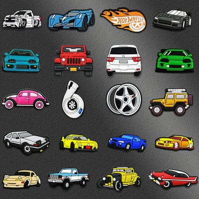 1-20pcs Car Shoe Charms Cool Vehicle Shoe Accessories Cartoon Decorations Pins for Men Boys Kids DIY Clog Buckle Garden Sandal - Smarsty