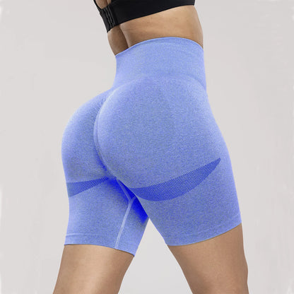 Seamless Sports Women Shorts Muliticolor Yoga Shorts Stretchy High Waist Running Cycling Leggings Hip Liftting Solid Gym Shorts - Smarsty