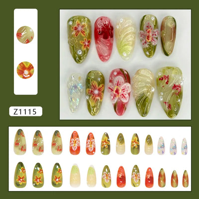 24pcs Flower Design Fake Nail Tips Full Cover - Smarsty