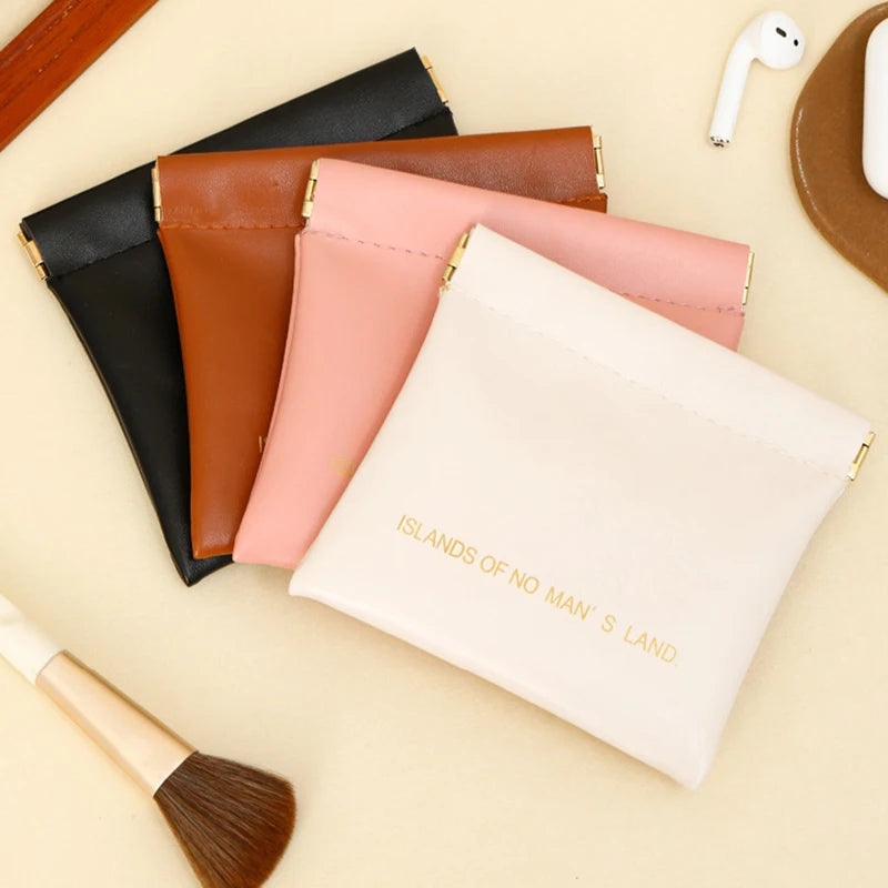 Pu Makeup Bag Storage Bags Shrapnel Bag Automatic Closing Data Cable Headphone Storage Bag Red Envelope Coin Purse Waterproof - Smarsty