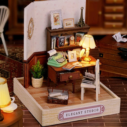 Wooden Mini Miniature Doll House DIY Small House Kit 3D Puzzle Building Assembly House Furniture Toy Children's Birthday Gifts