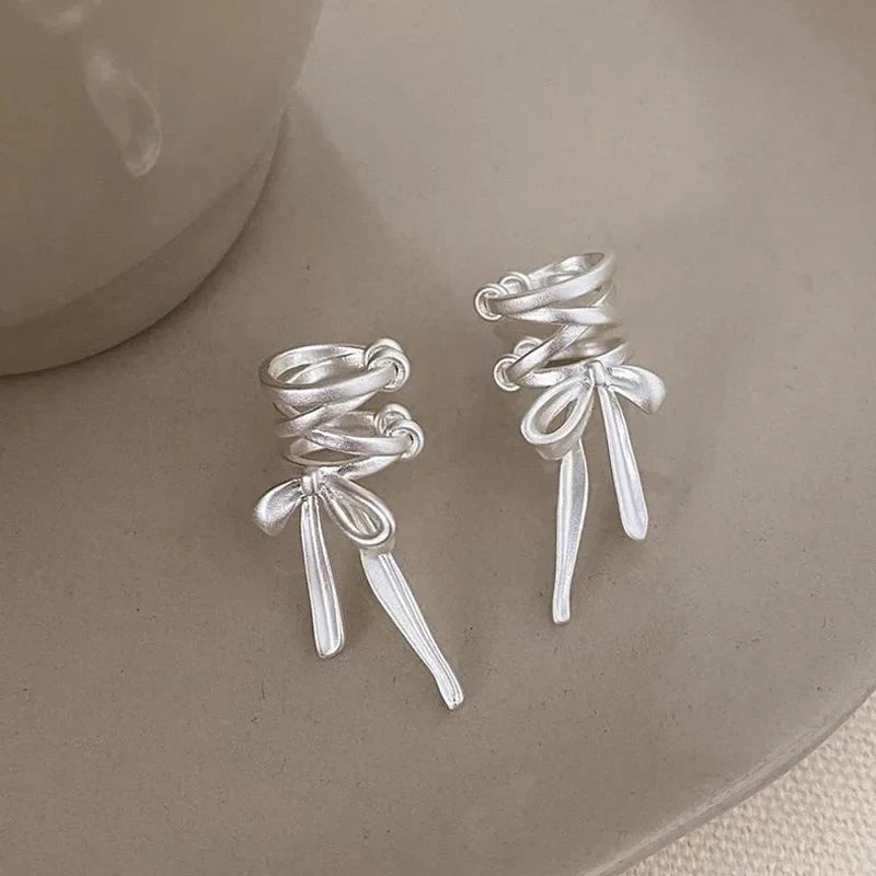 Y2K Bow-Knot Ear Clips for Trendy Korean Fashion Jewelry - Smarsty