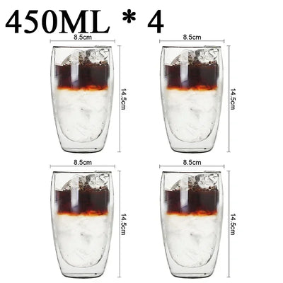 Double Wall Borosilicate Glass Mugs Set Heat Resistant - Smarsty