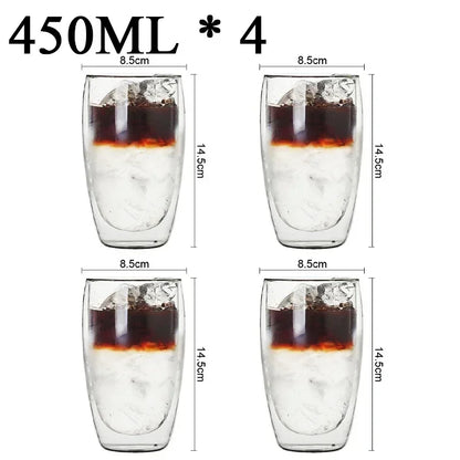 Double Wall Borosilicate Glass Mugs Set Heat Resistant - Smarsty