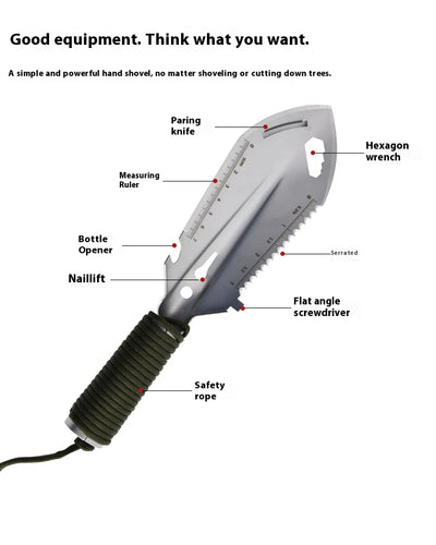 Portable Camping Hiking Traveling Pinic Shovel Multifunctional Ordnance Shovel Survival Outdoor Equipment Garden Tool Shovel by Smarsty