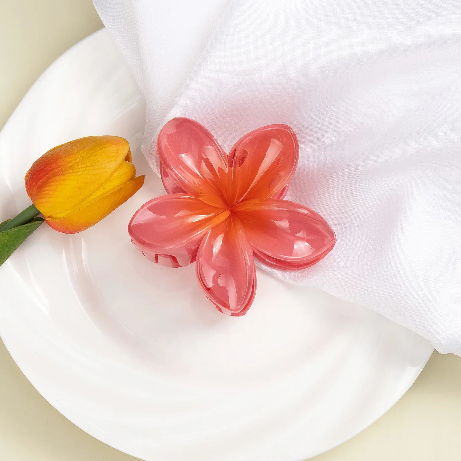 Pack Of 3 Flower Claw Clips Beach Summer Hair Accessories - Smarsty