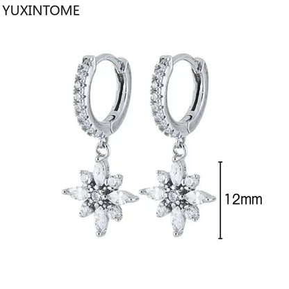 925 Sterling Silver Hoop Earrings White Crystal Luxury - Smarsty