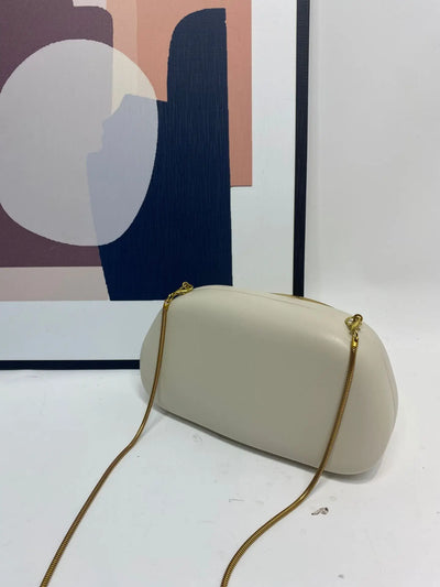 Luxurious Gold Clutch Evening Bag With Box Chain Strap - Smarsty