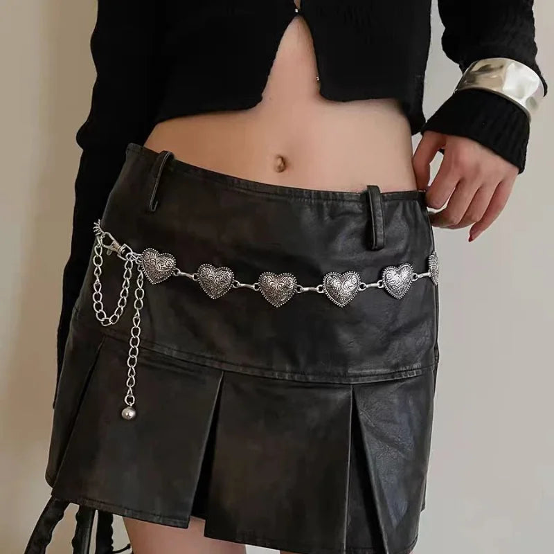 Silver Retro Waist Chain Belt Thin Metal Accessory - Smarsty