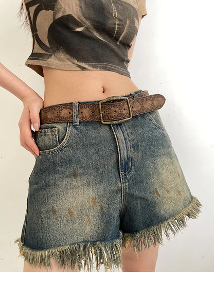 Y2K Retro Women Belt Casual PU Leather Brown - Smarsty