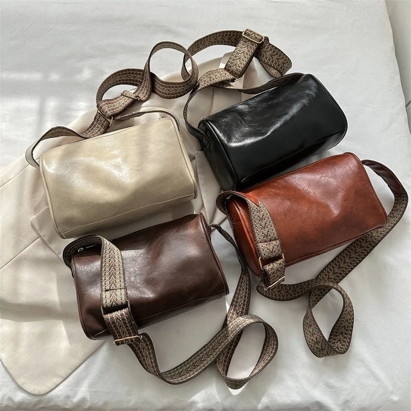 Vintage PU Leather Crossbody Bag For Women Compact Purse - Smarsty