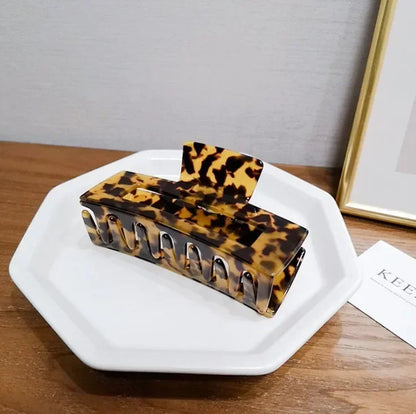 Acetate Leopard Hair Claw Clip Large Geometric Hold - Smarsty