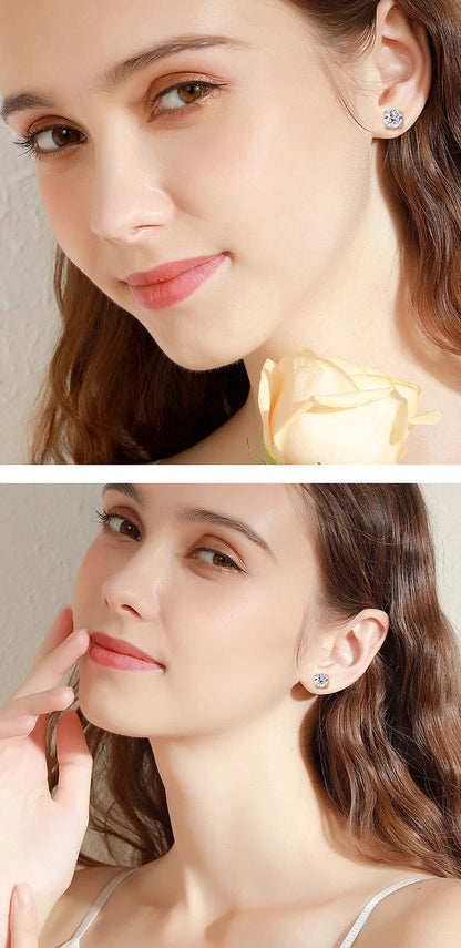 Certified Moissanite Stud Earrings 18K Plated Silver - Smarsty