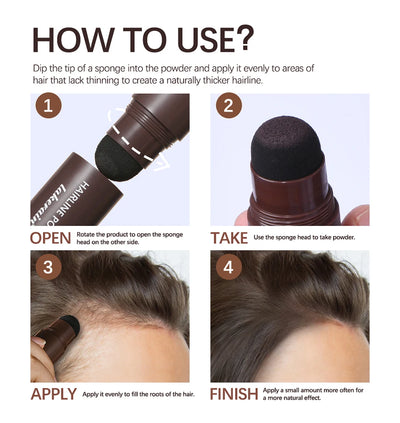 Hairline Shadow Powder Hair Waterproof Hairline Root Cover Up Natural Black Brown Eyebrow Contour Stick Repair Fill in Hair Tool - Smarsty